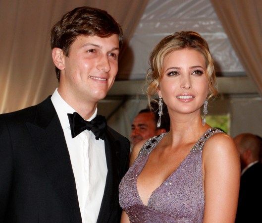 Kushner and Ivanka Trump pose at the Metropolitan Museum of Art Costume Institute Benefit celebrating the opening of "American Woman: Fashioning a National Identity" in New York